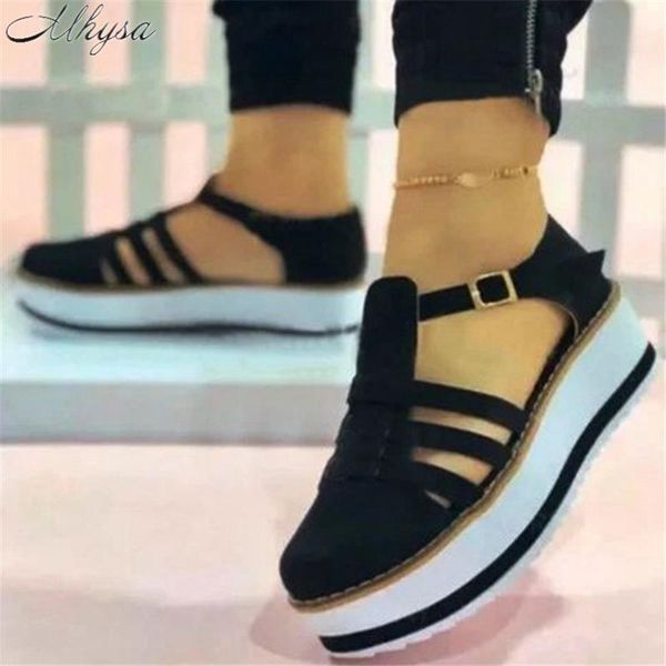 

women summer sandals fashion buckle tassel flat platform outdoor casual beach shoes woman, Black
