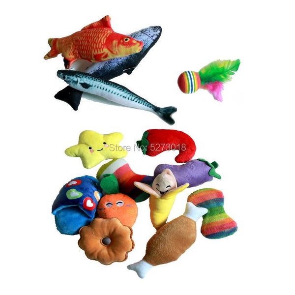 

cat toys stuffed pillow 3d fish with catnip interactive gifts plush ball doll simulation molar bite toy game for pet accessories