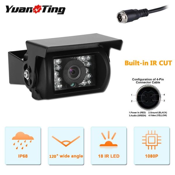 

car rear view cameras& parking sensors yuanting 4 pin connector plug vehicle backup reversing hd camera truck lorry waterproof night vision