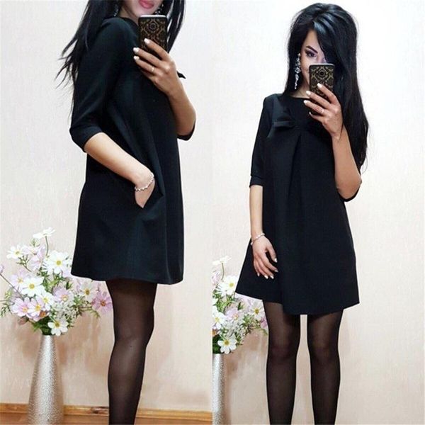 

spring autumn arrival women black crochet lace long sleeve loose shift dress female patchwork straight dresses casual, Black;gray
