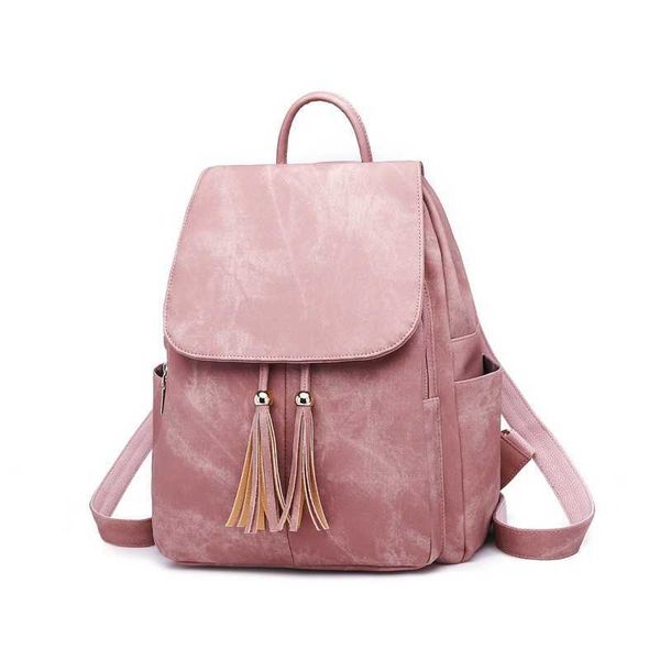 Moda mulher mochilas mochilas de couro lady mochila feminina mochila mulheres bolsas de ombro para adolescentes viajar de volta tassel q0528