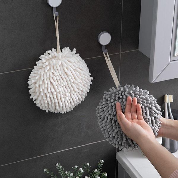 

towel chenille hand towels kitchen bathroom ball with hanging loops quick dry soft absorbent microfiber