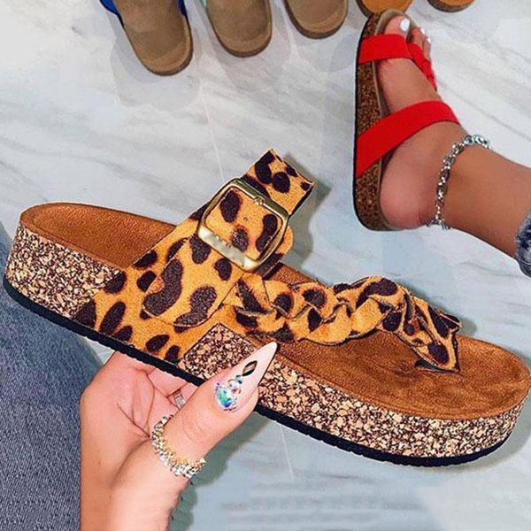 

sandals women flats fashion plait leopard summer shoes slippers wear-resistant beach ladies female plus size, Black