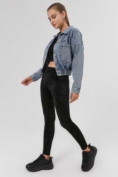 

women's high waist velvet leggings casual sports, Black