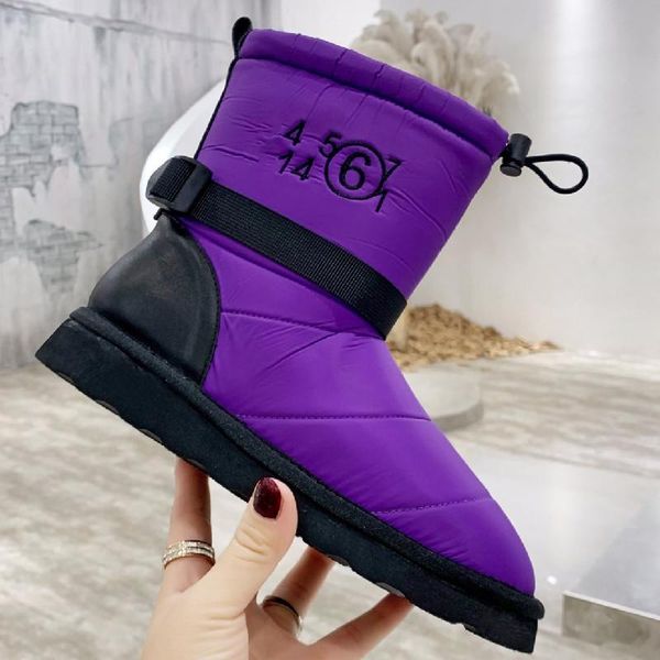 

boots fur women warm woman shoes lace up flat zapatos de mujer soft round toe fashion winter 2021, Black