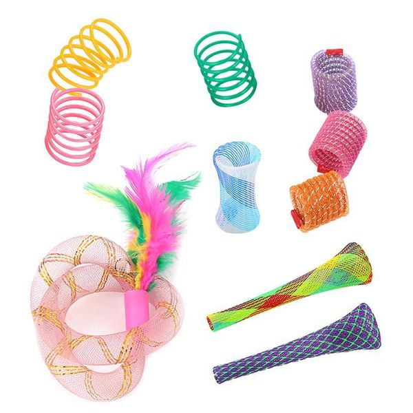 

cat toys 10pcs toy set assorted spring tube interactive teaser