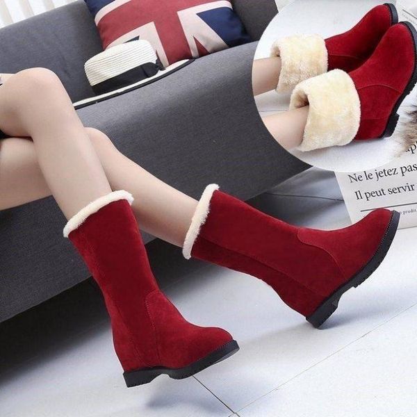 

boots wear two female add wool increased thickening in students' warm tube inside the cotton shoes women's, Black