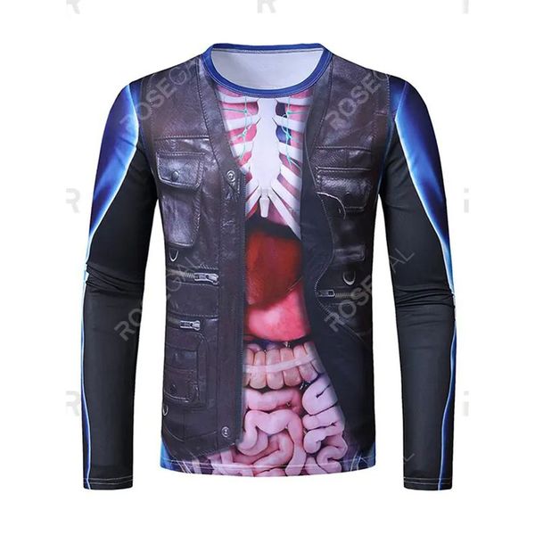 

halloween viscera faux suit print crew neck t-shirt, Black