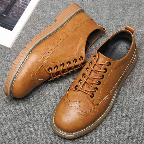 

dress shoes travel brogue plus size man colorful wingtip nonslip footwear fashion lace up shoe calzado recreativo all season, Black