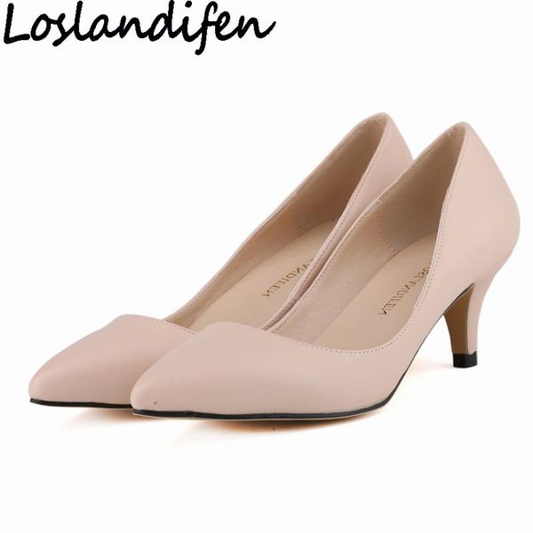 

dress shoes loslandifen women pumps low heels occupation ol work casual classic woman closed toe maleather plus size, Black