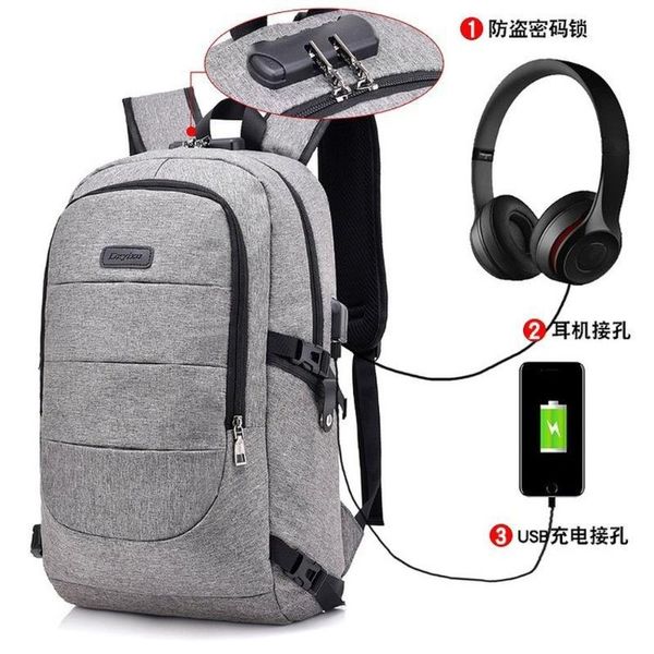 

backpack men's women computer bag notebook school multifunctional business anti-theft usb charging