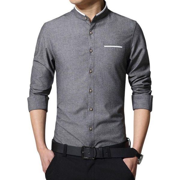 

men's casual shirts fashion men shirt long sleeve mandarin collar slim fit korean business mens dress clothes -5xl, White;black