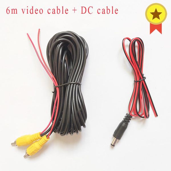 

car rear view cameras& parking sensors 6 meters video cable and dc for camera universal rca wire connecting reverse cam with multimedia moni