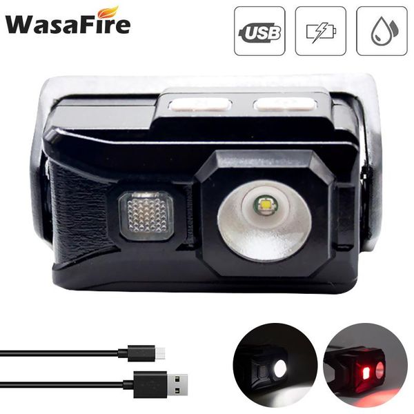

portable xpe headlamp red white headlight usb rechargeable head torch camping light night running lamp headlamps