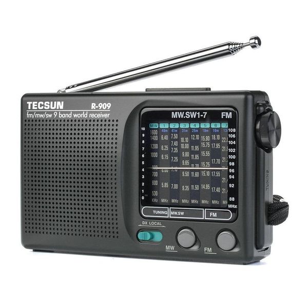 

radio portable tecsun r-909 fm / mw sw tv multiband world band receiver 87-108mhz