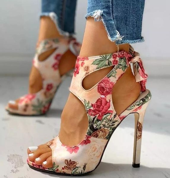 

sandals women summer thin high heels embroidered peep toe gladiator pumps office party shoes, Black