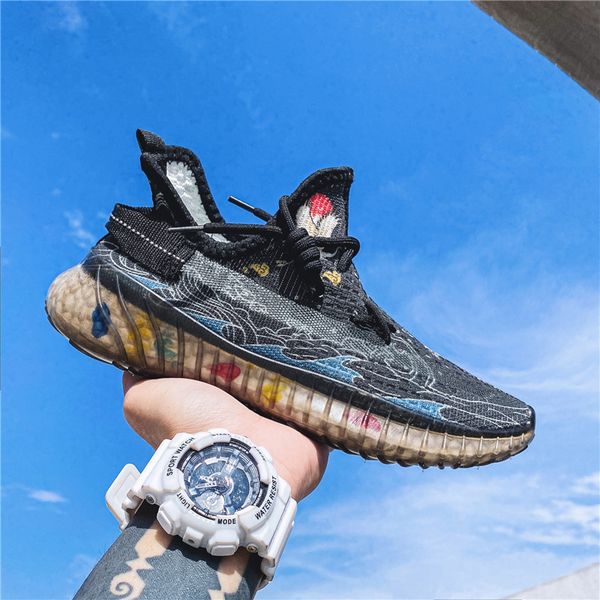 

2021 Young Style 39-44 Boost Breathable Comfortable Cool Summer Sneaker Man Lacing Hollow-carved Casual Sports Shoe Run, 01