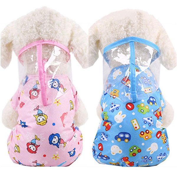 

dog apparel b18 raincoat puppy rain coat hood cartoon printed waterproof pet clothes breathable for cat small rainwear