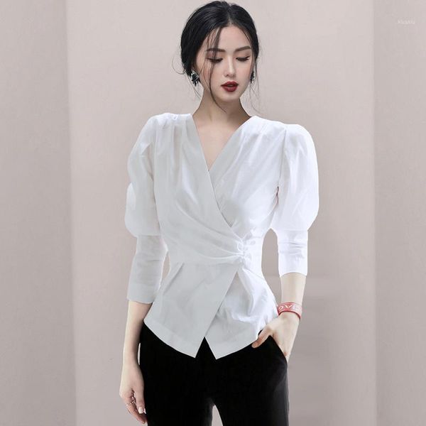 

women's blouses & shirts coigarsam office lady short sleeve shirt womens summer spring v-neck women black white short-sleeved 980