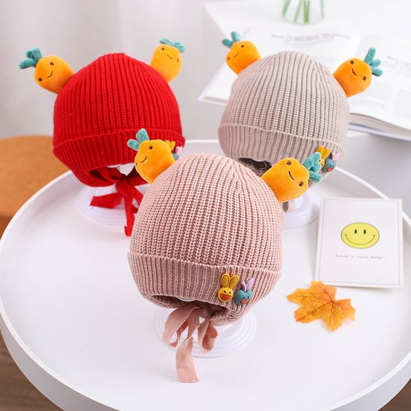 

new baby warm pullover autumn winter carrot children's boys' and girls' knitted wool hat, Yellow