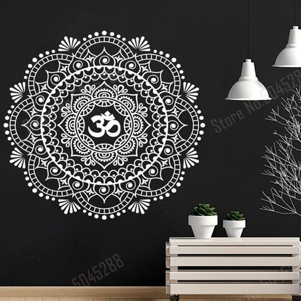 

wall stickers white mandala decal bohemian sticker yoga om namaste decor boho above bed bedroom moroccan pattern z914