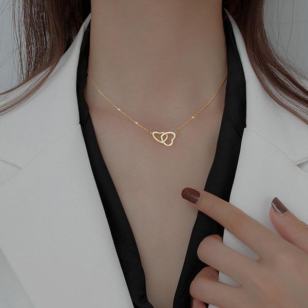 

pendant necklaces 2021 temperament fashion simple peach heart necklace personality charm statement choker for women girls jewelry 3n002, Silver
