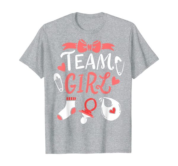 

team girl gender reveal party pink blue baby announcement t-shirt, White;black