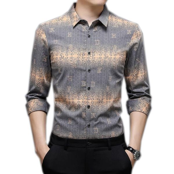 

men's casual shirts mens business shirt print fashion long sleeve brand designer male clothing for summer spring a06251149, White;black