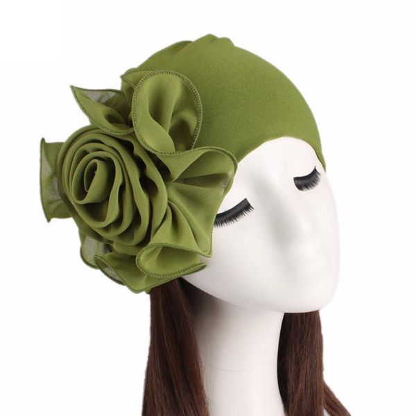 

berets women beanies big flowers hat turban cap scarf polyester headdress, Blue;gray