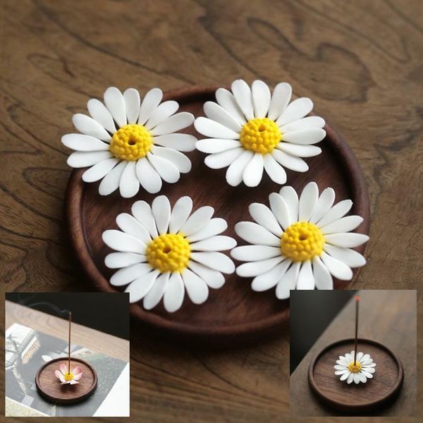 

fragrance lamps cute ceramic small daisy incense burner stick fragrant tea bowl decorations for home