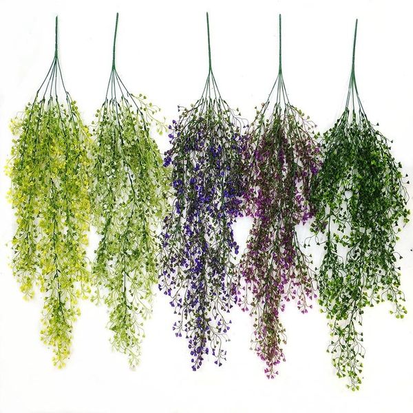 

decorative flowers & wreaths 85cm long artificial admiralty orchid flower bouquet wall basket hanging fake green plants wedding home balcony
