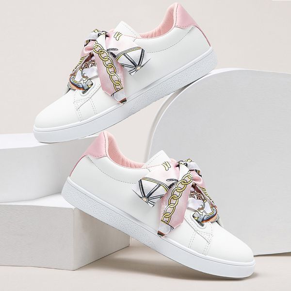 

trend quality women white shoes special ribbon lace-up flat sole sewing round toe non slip fashion ladies female girls silk 2021, Black