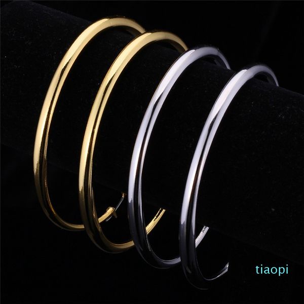 

trendy big size style large hoop earrings for women fashion 18k real gold plated big size earrings e424, Golden;silver