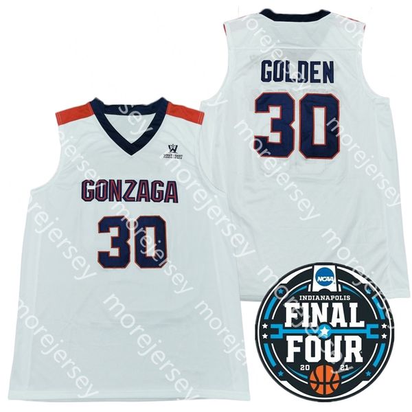 

2021 finals four 4 gonzaga bulldogs college basketball jersey ncaa 30 golden white all stitched and embroidery men youth size, Black;red