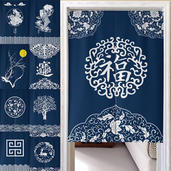 

curtain & drapes chinese style door curtains for kitchen linen cotton doorway living room el decor japanese fengshui