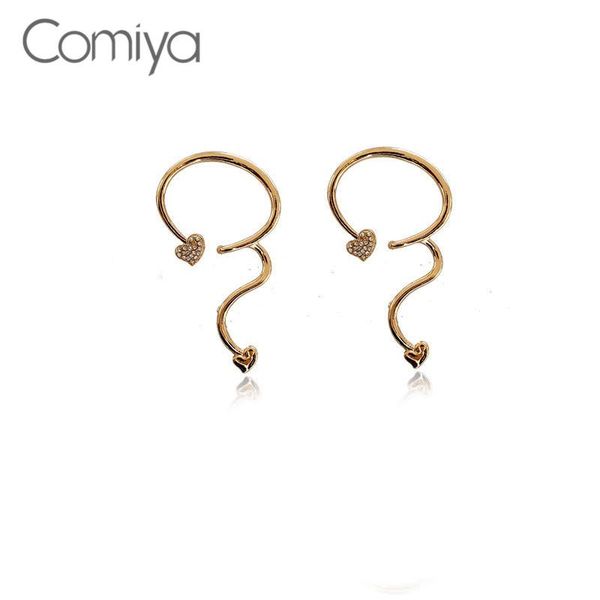 

comiya heart charms long drop earrings for women crystal alloy pendientes mujer moda gold color trendy danlge earring brincos dangle & chand, Silver