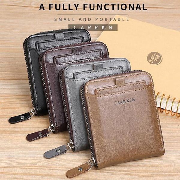 

vintage 2021 pu leather men wallet small mini card holder male pocket retro purse wallets, Red;black