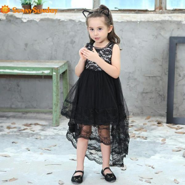 

girl's dresses 2021 arrival asymmetrical lace gilrs swallowtail girls party dress kids wedding for and sleeveless clothes, Red;yellow