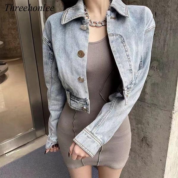 

women's jackets autumn korean denim jacket 2021 fashion casual short turn-down collar, Black;brown