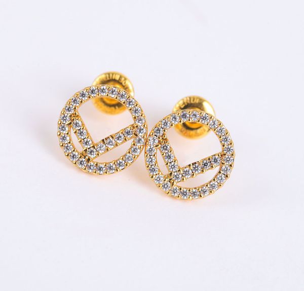 

luxury designer earrings classic letters diamond square studs high end gifts, Golden;silver