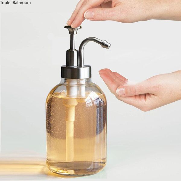 

liquid soap dispenser lotion pump bottle shower gel holder empty container nordic glass home bathroom shampoo