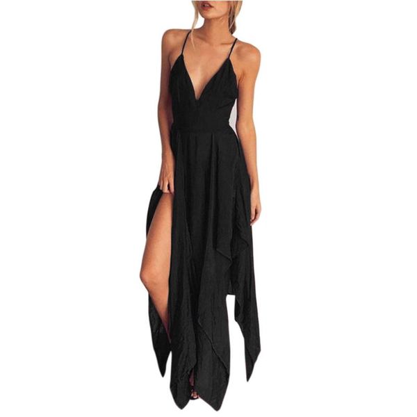 

casual dresses bandage summer dress women boho sleeveless party beach sundress elegant long vestidos robe femme, Black;gray