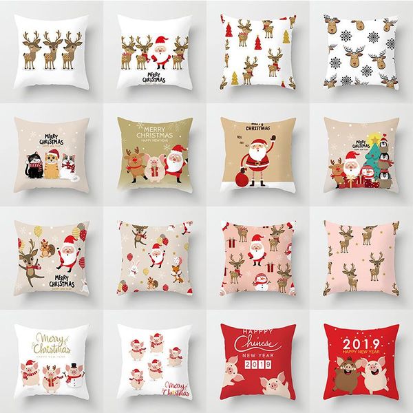 

cushion/decorative pillow christmas pillowcase xmas tree santa claus elk cushion cover merry decor for home happy year 45x45cm