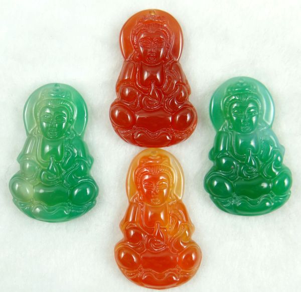 

natural stone quartz crystal chalcedony stone hand-carved guanyin pendant for diy jewelry making necklace accessories 4pcs, Silver