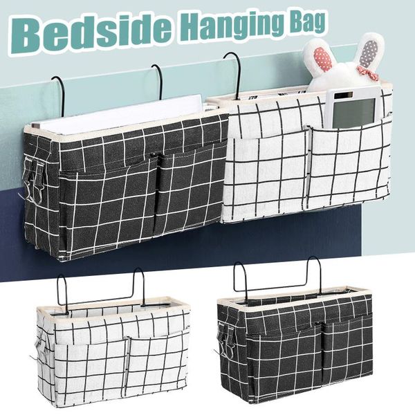 

canvas bedside hanging pocket storage bag bedroom magazine pouch diaper caddy toy holder baby tissue box home organizer bags