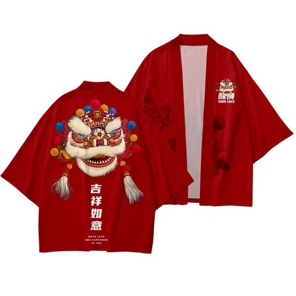 

ethnic clothing men fashion yukata red print cardigan loose blouse haori obi asian clothes harajuku cosplay chinese style kimono and pant se