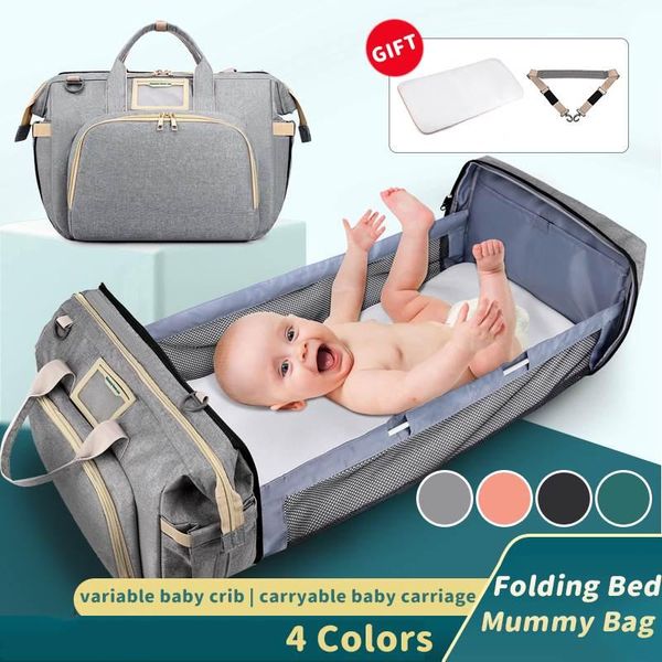 

diaper bags baby folding bed large capacity mummy backpack portable travel mother multi-function maternity