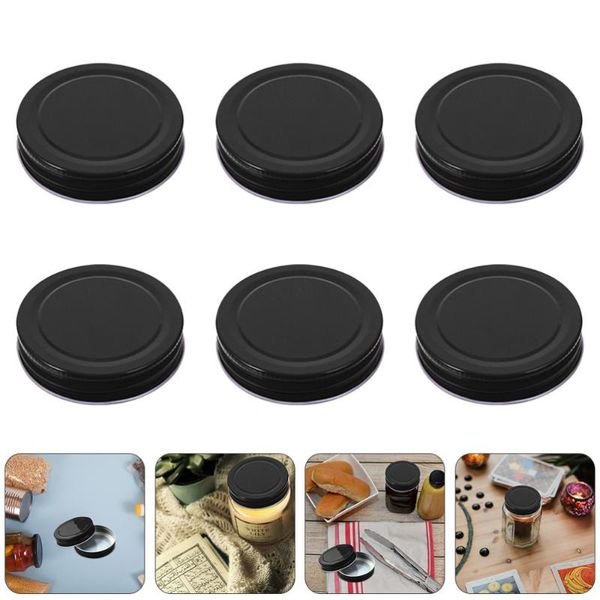 

16pcs tinplate lids mason storage jar covers caps canning (black) kitchen & organization