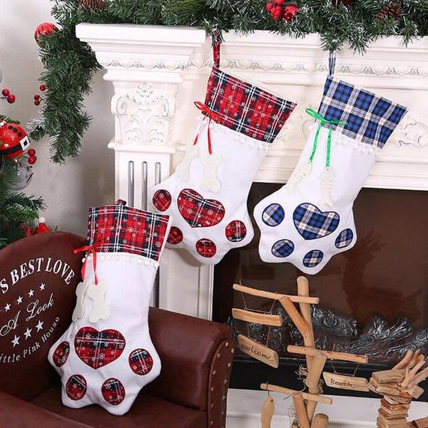 

christmas decorations 1pc stockings gift bag dog print cloth year bags