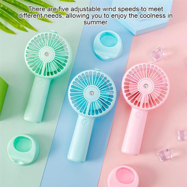 

portable water mist fan usb handheld rechargeable battery mini hand face sprayer steamer beauty humidifier cooler party favor